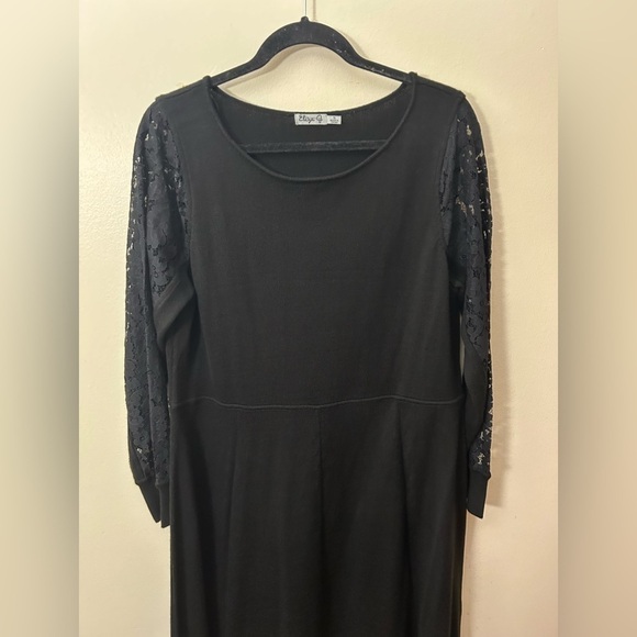 ELIZA J Womens Scoop Neck Lace Long Sleeve A Line Knit Ribbed Dress Plus Size 1X - Picture 5 of 13